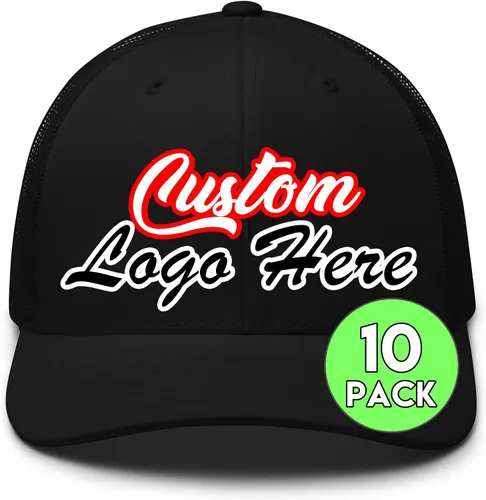 Vista 6 de Paquete de 10 gorras de malla a granel personalizadas con texto y logotipo para hombres y mujeres