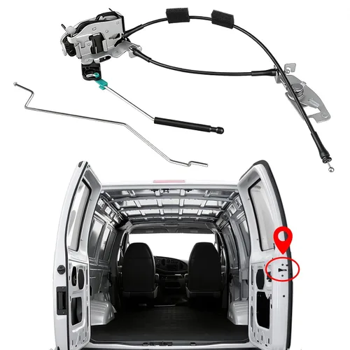 Vista 17 de Cable de pestillo de puerta trasera compatible con furgoneta Ford E350 E250 E150, modelos 1992-2009, lado del conductor, parte superior trasera