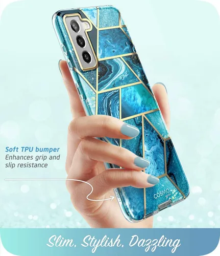 Vista 3 de i-Blason Cosmo Series - Funda para Samsung Galaxy S21 FE 5G (versión 2022), funda protectora delgada y elegante con protector de pantalla integrado