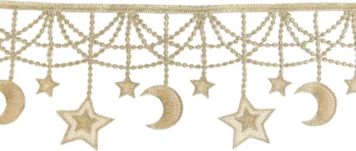 Vista 9 de Encaje bordado de costura con diseño de borla (#B19 Gold 5Yard)