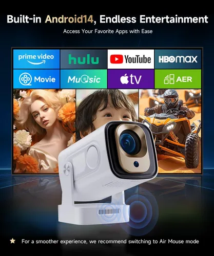 Vista 6 de 【Enfoque automático y 1080P】Mini proyector inteligente Magcubic con soporte 4K, proyector portátil con WiFi 6 y Bluetooth 5.4, altavoz de 5 W