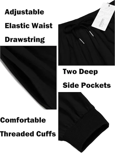 Vista 5 de COOFANDY Pantalones de harén hippie para hombre, holgados, de lino, algodón, pantalones de yoga, pantalones de playa de verano, pantalones casuales