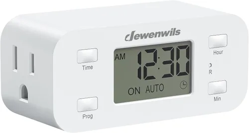 Vista 9 de DEWENWILS Temporizador Digital Programable de 24 Horas con 1 Enchufe con Conexión a Tierra, Temporizadores para Enchufes Eléctricos, Temporizador