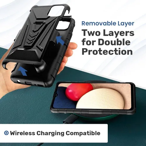 Vista 6 de Funda de doble capa con soporte para TCL A3/A30/Ion Z por Rome Tech Negro