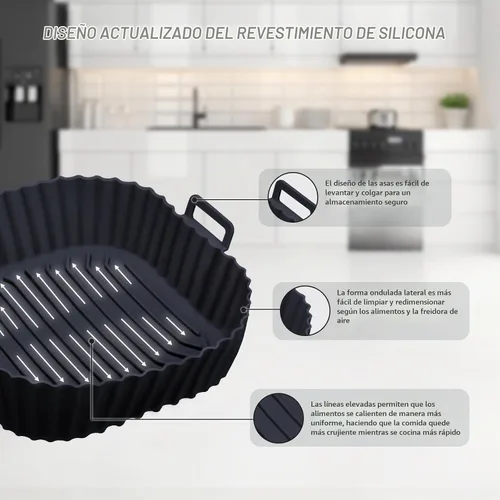 Vista 6 de Komzon Forros de Silicona para Freidora de Aire 3 PCS, Forros para Freidora de Aire Reutilizables, Forros de Silicona para Canasta de Freidora