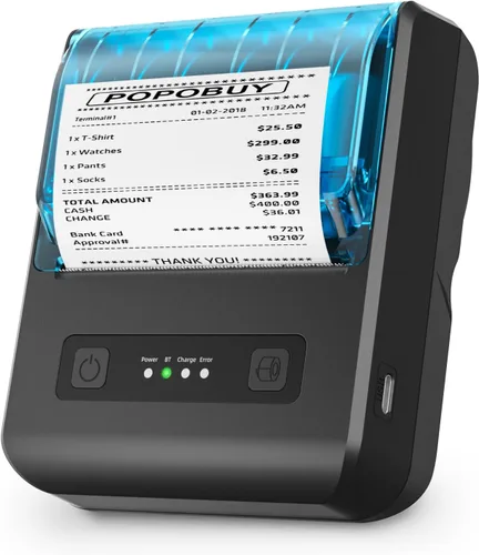 Vista 6 de Impresora de recibos POS, mini impresora térmica portátil portátil de 3.150 in, compatible con rollos de recibos de papel térmico de 3 1/8 pulgadas