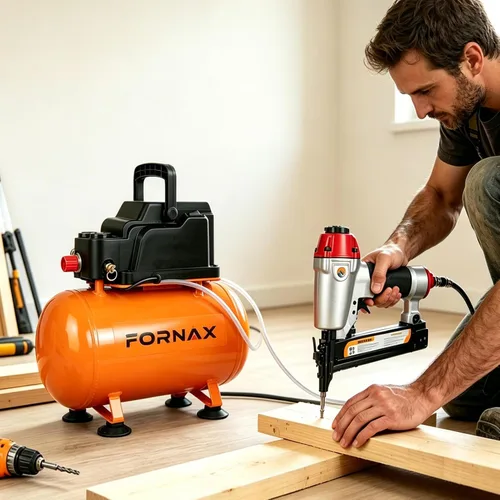 Vista 7 de FORNAX Compresor de aire portátil de 3 galones con kits, compresor de aire para perros calientes de 110 PSI, sin aceite