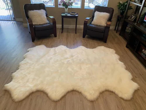 Vista 29 de LAMBZY Alfombra de pelo de oveja sintética, hipoalergénica, súper suave, sedosa para sala de estar, habitación de los niños, sofá
