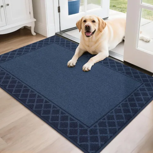 Vista 11 de BEQHAUSE Tapete para puerta atrapador de suciedad, antideslizante, absorbente, de bienvenida, de bajo perfil, lavable, para patas fangosas, entrada