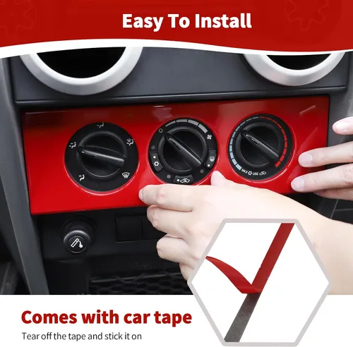 Vista 5 de RT-TCZ para Wrangler JK Cubierta de Panel de Control de la Consola Central del Tablero Rojo para Jeep Wrangler JK JKU 2007-2010 Accesorios