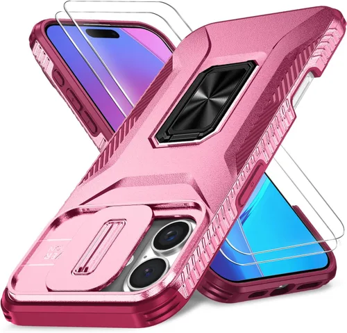 Vista 28 de Funda HakkTaoo para iPhone 13/iPhone 14 de 6.1 Pulgadas con Funda Deslizante para Cámara + Protector de Pantalla (2 Paquetes), Funda Protectora a