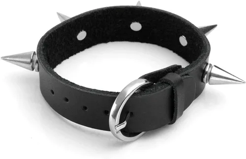 Vista 2 de Manfnee Pulsera de cuero punk, pulsera trenzada con remaches para hombres y mujeres, ajustable, Cuero