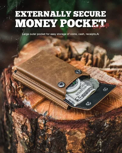 Vista 3 de DUGRAFT Cartera para tarjetas con bolsillo de seguridad de gran capacidad, para dinero, moderna, delgada, de aluminio, para hombre, para más de 10