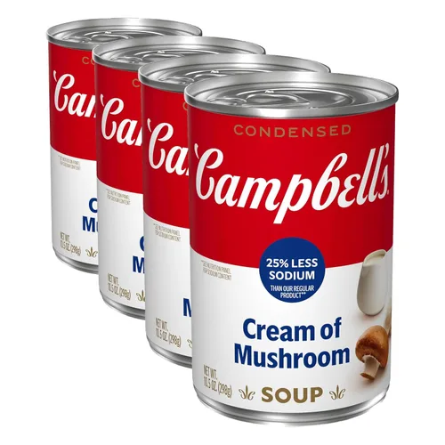 Vista 16 de Campbell's Crema de sodio condensada con 25% menos de sopa de hongos, lata de 10.5 onzas