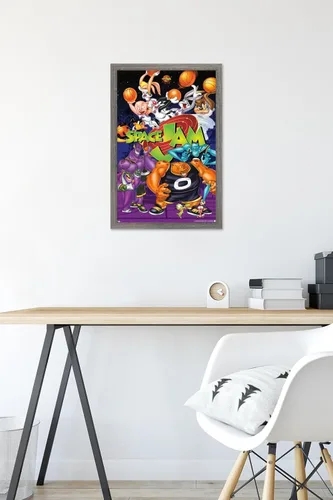 Vista 6 de Trends International Looney Tunes: Space Jam - Póster de collage de pared, 14.725 x 22.375 pulgadas, versión enmarcada de madera de granero