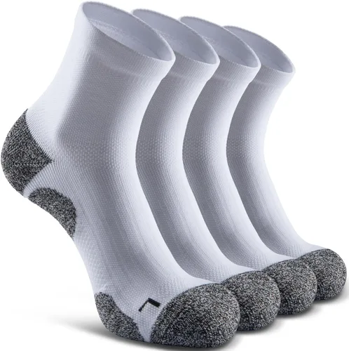Vista 8 de Calcetines de compresión de cuarto para hombres y mujeres, calcetines acolchados para correr y senderismo Negro (4 pares)