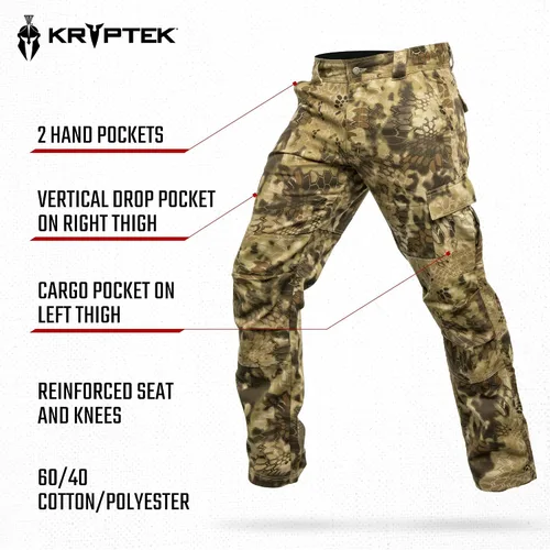 Vista 3 de Kryptek Mens Stalker Pant, Stealthy Camo Hunting Pant