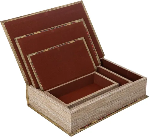 Vista 7 de Glitzhome Juego de 3 cajas decorativas para libros de Navidad, Papá Noel #2