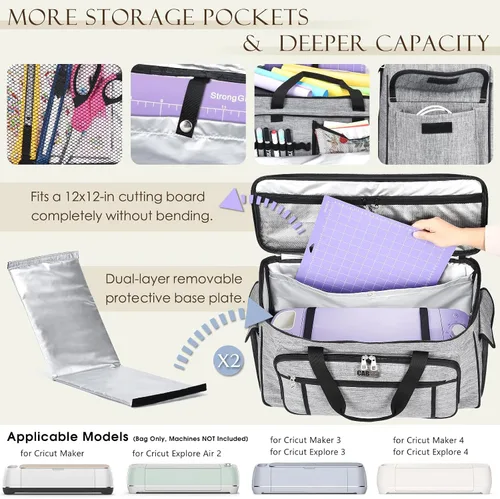 Vista 2 de CAB55 Estuche de transporte con ruedas para Cricut Maker 3/Maker 4/Maker/Explore 4/Explore 3/Explore Air 2, bolsa de almacenamiento de doble capa