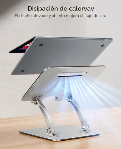 Vista 5 de Nulaxy Soporte para portátil totalmente ajustable para escritorio, elevador de computadora de aluminio plegable doble con ventilación térmica