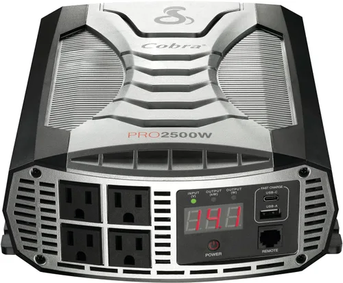 Vista 13 de Inversor de Potencia Cobra PURE SINE de 400W, Portátil – Cargador para Automóvil de 400 Vatios, 2 Enchufes de CA con Conexión a Tierra, 2 Puertos