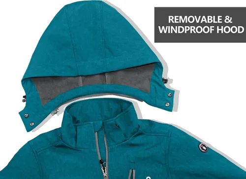 Vista 6 de Little Donkey Andy Chaqueta Softshell para mujer con capucha extraíble, forro polar y repelente al agua