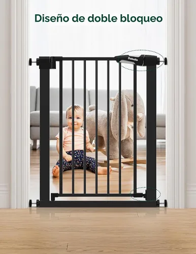 Vista 6 de BABELIO Puerta estrecha para bebé de 26 a 28.5 pulgadas, fácil de instalar, puerta para mascotas de cierre automático para escaleras y puertas Negro