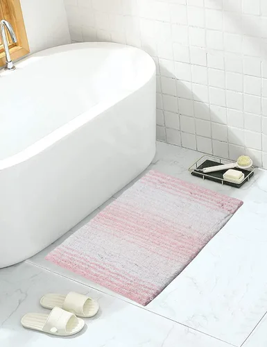 Vista 43 de Home Weavers Gradation Collection - Alfombra de baño 100% algodón, suave y absorbente, antideslizante, lavable a máquina, rectangular, 17 x 24 Beige