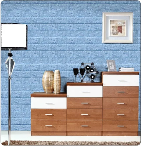 Vista 2 de Melairya Panel de pared 3D, 10 unidades, autoadhesivo, impermeable, de espuma de polietileno, anticolisión, utilizado para baño y sala de estar