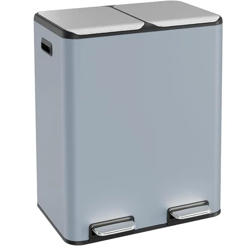 Vista 13 de ComfyCorner - Bote de basura de 16 galones (2 x 30 L) doble, bote de basura de cocina de acero inoxidable, papelera de reciclaje con caja de control