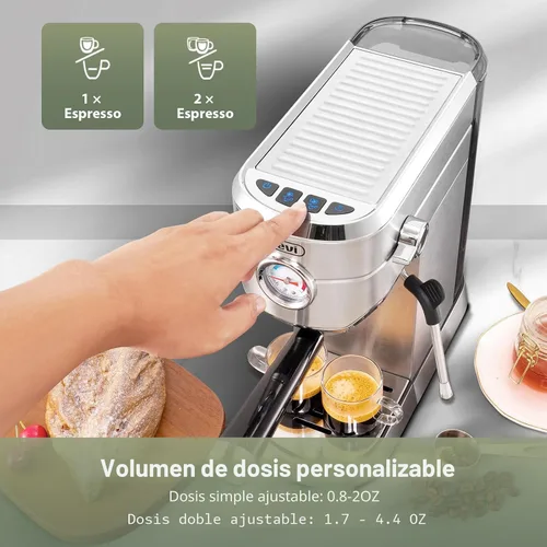 Vista 6 de Gevi Máquina compacta de café expreso de 20 bar para el hogar, cafetera