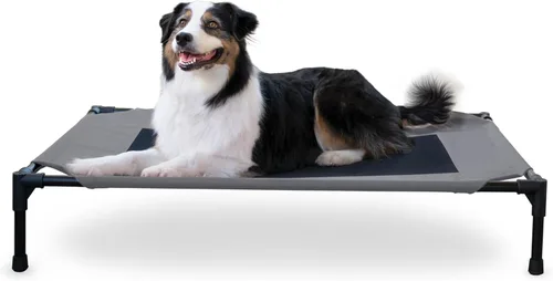 Vista 26 de K&H PET PRODUCTS - Cuna elevada para mascotas con centro de malla, varios tamaños Malla de color marrón.