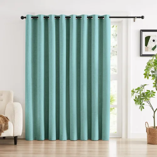 Vista 23 de Anpark Cortinas 100% opacas para dormitorio, cortina opaca de lino estilo granja de 84 pulgadas de largo, juego de 2 paneles, cortinas de ventana