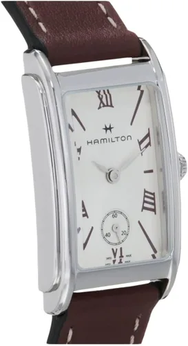 Vista 4 de Hamilton Reloj American Classic Ardmore Reloj suizo de cuarzo de 0.736 in x 1.063 in, esfera plateada, correa de cuero rosa (modelo H11221814)