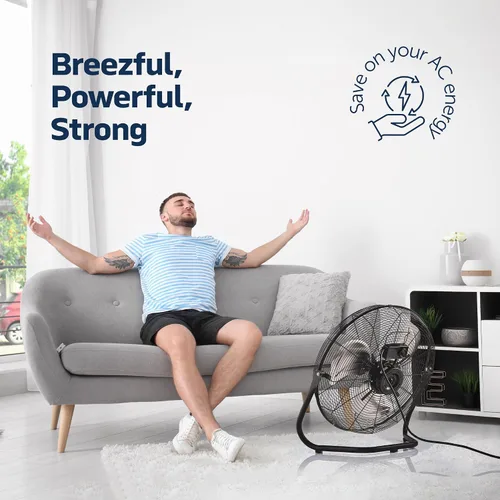 Vista 3 de NEXAIR Ventilador de piso industrial de 20 pulgadas, ventilador de metal de alta velocidad de 3 velocidades, flujo de aire potente de 1800 CFM