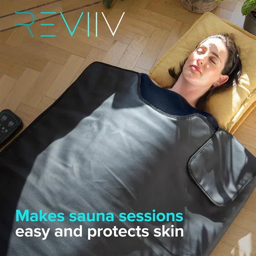 Vista 6 de Manta de inserción para sauna REVIIV - Juego de 2 toallas suaves de algodón negro a cuadros - Cómodas y fáciles sesiones en casa, limpieza mínima