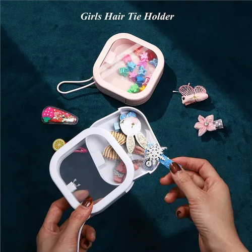 Vista 4 de Organizador de cintas para el cabello, pequeño organizador portátil para ligas para el cabello, se puede colgar en la pared, para accesorios