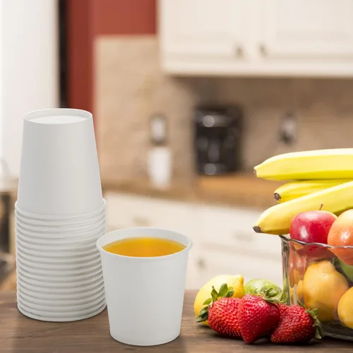Vista 5 de Tebery Paquete de 300 tazas de café de papel blanco desechables de 6 onzas para agua, jugo, café o té
