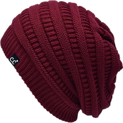 Vista 12 de C.C Winter Oversized Beanie Hat with Fuzzy Lining – Thick Knit Thermal Beanie for Cold Weather, Soft Warm Fleece Lined Cap