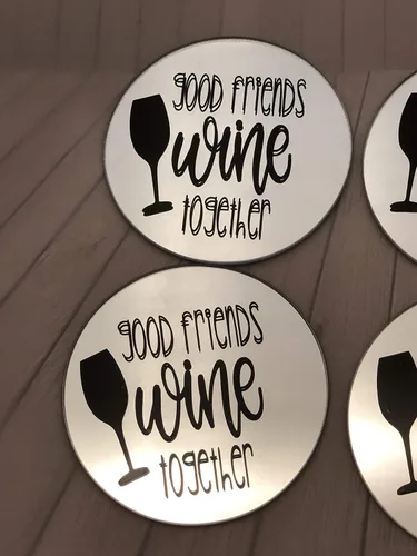 Vista 2 de Good Friends Wine Together Decorative Mirror Tiles Set Of 4