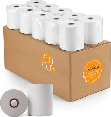 Vista 13 de rollos de papel térmico comprobante, 2 1/4 pulgadas x 50 pies (100 rollos), Blanco