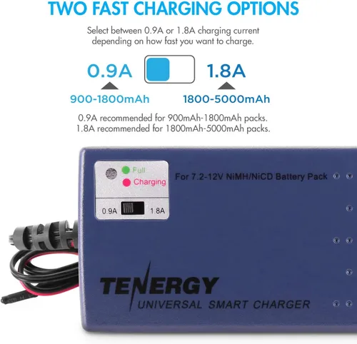 Vista 2 de Tenergy Cargador universal inteligente para batería de NiMH / NiCd 7.2V - 12V con corriente de carga y sensor de temperatura/selección