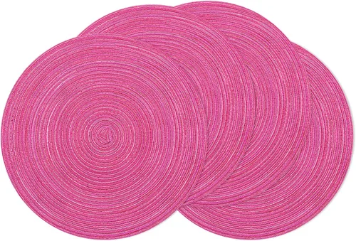 Vista 42 de SHACOS Juego de 4 manteles individuales redondos lavables de 15 pulgadas, de algodón, poliéster, trenzados, para mesa de comedor, boda, decoración