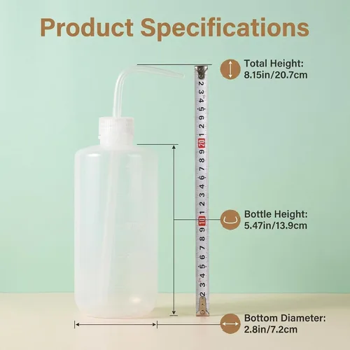 Vista 4 de 2 botellas de plástico blanco translúcido de 16.9 fl oz de 17.6 onzas líquidas con recipiente de medición graduado, boquilla de punta curvada