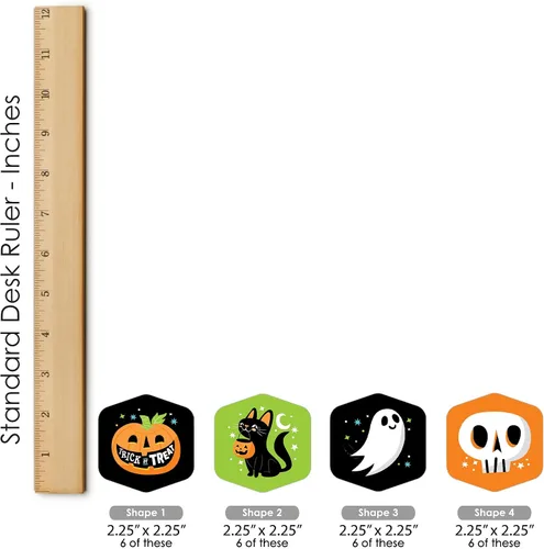 Vista 8 de Big Dot of Happiness Jack-O'-Lantern Halloween - Caza del tesoro para fiestas de Halloween para niños, 1 soporte y 48 piezas de juego, juego
