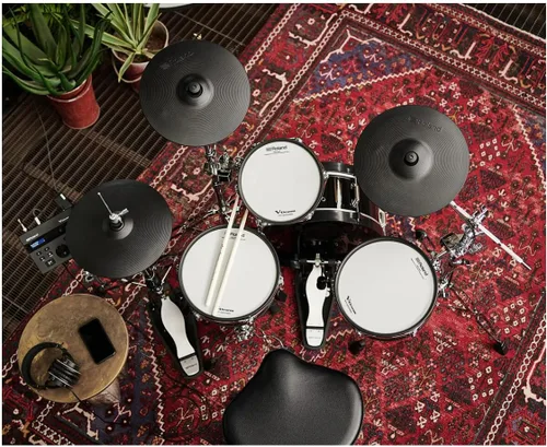 Vista 5 de Roland VAD103 V-Drums Kit de batería de diseño acústico electrónico de 4 piezas con carcasas de poca profundidad Shallow Wood Shells, Double-Ply