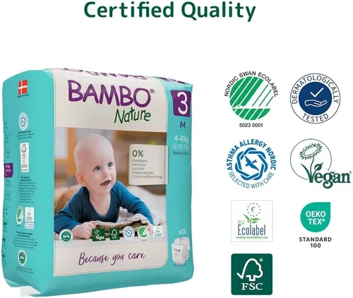 Vista 7 de Bambo Nature Premium Eco - Pañales para hombre, tamaño 3 (9-18 libras/8.8 lbs), 1000019253, 1