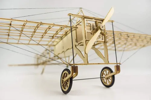 Vista 3 de Kits de avión de madera Balsa, modelos de madera Bleriot para manualidades, kits de aviones de madera de balsa cortados con láser, kits