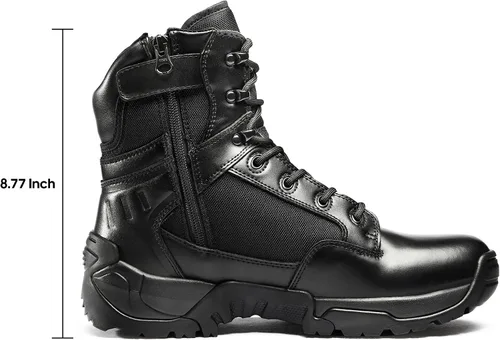 Vista 2 de NORTIV 8 Men's Side Zipper Military Tactical Work Boots Leather Motorcycle Combat Boots