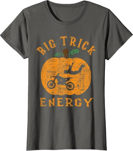 Vista 10 de Dirt Bike Motocross Halloween - Pumpkin Jack O Lantern T-Shirt Asphalt Grey